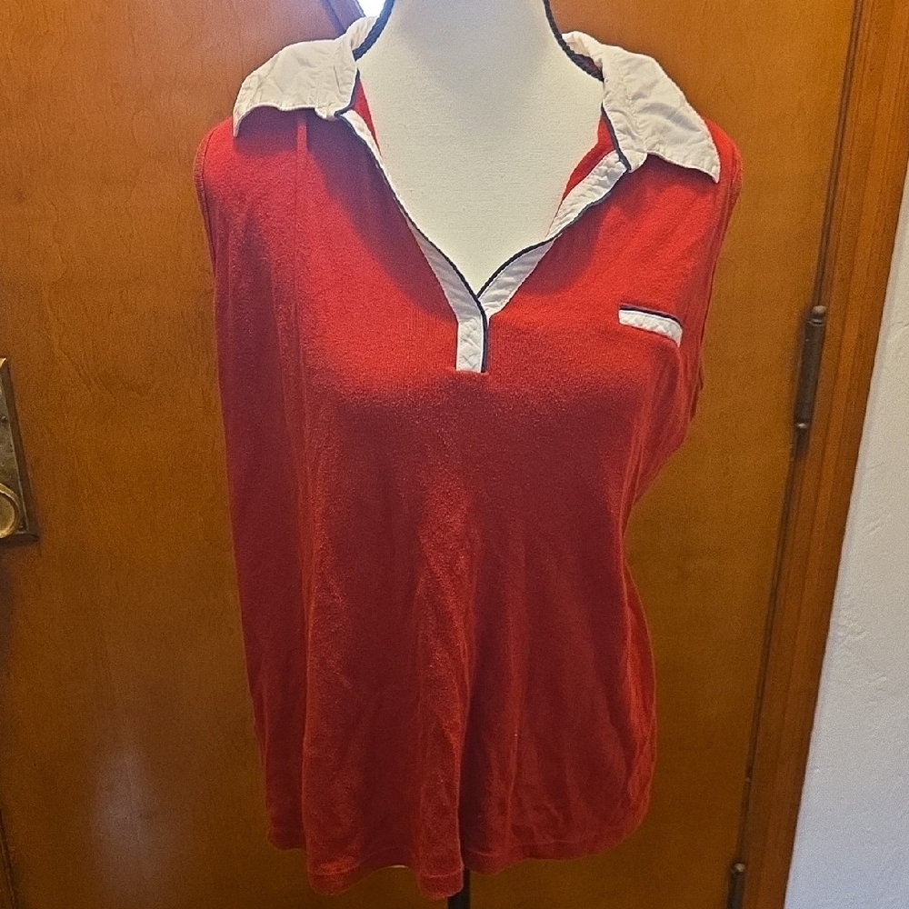 Karen Scott Red Tank Top with White Trim